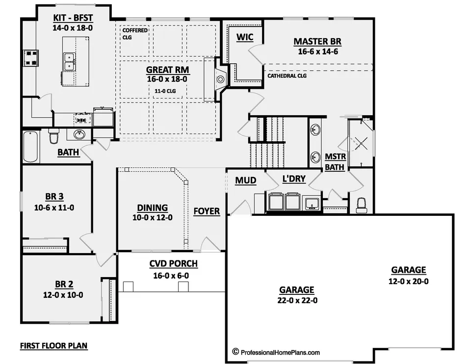 The Henley main level floor plan
